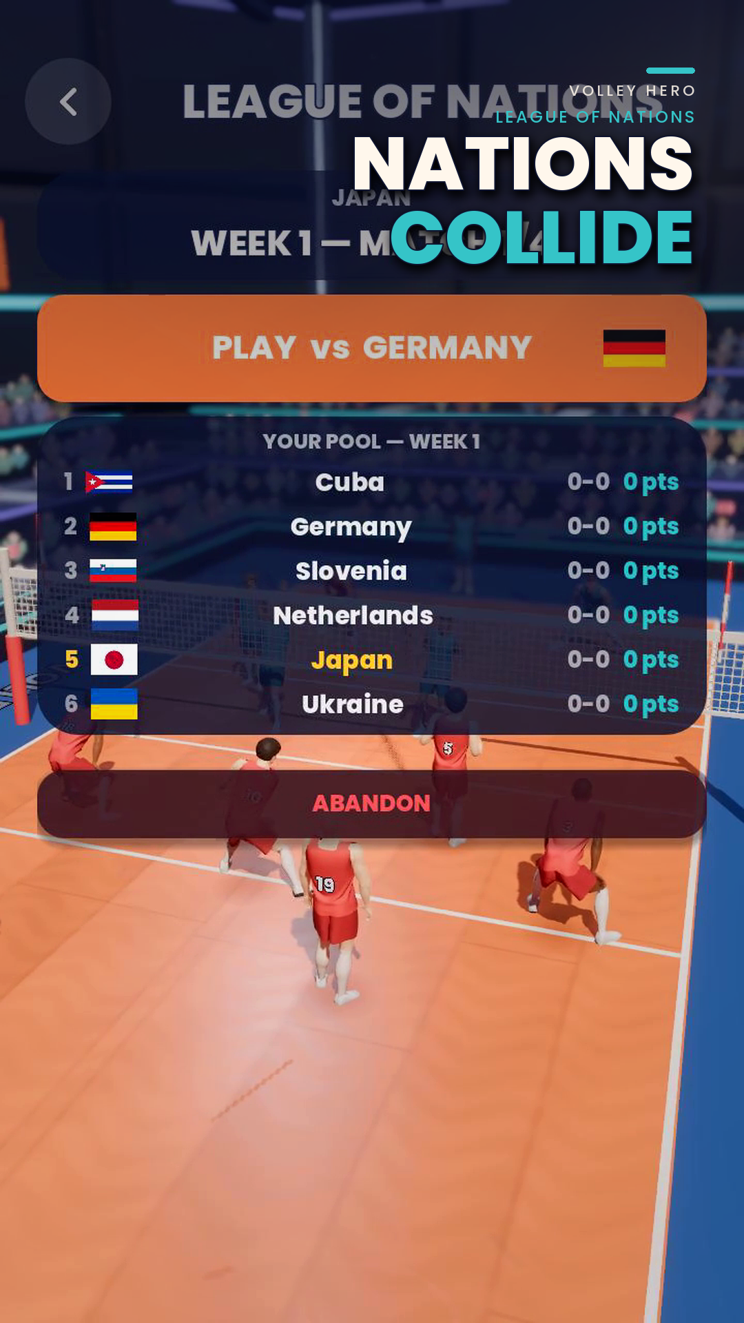 The League of Nations screen shows Poland's next match and group standings